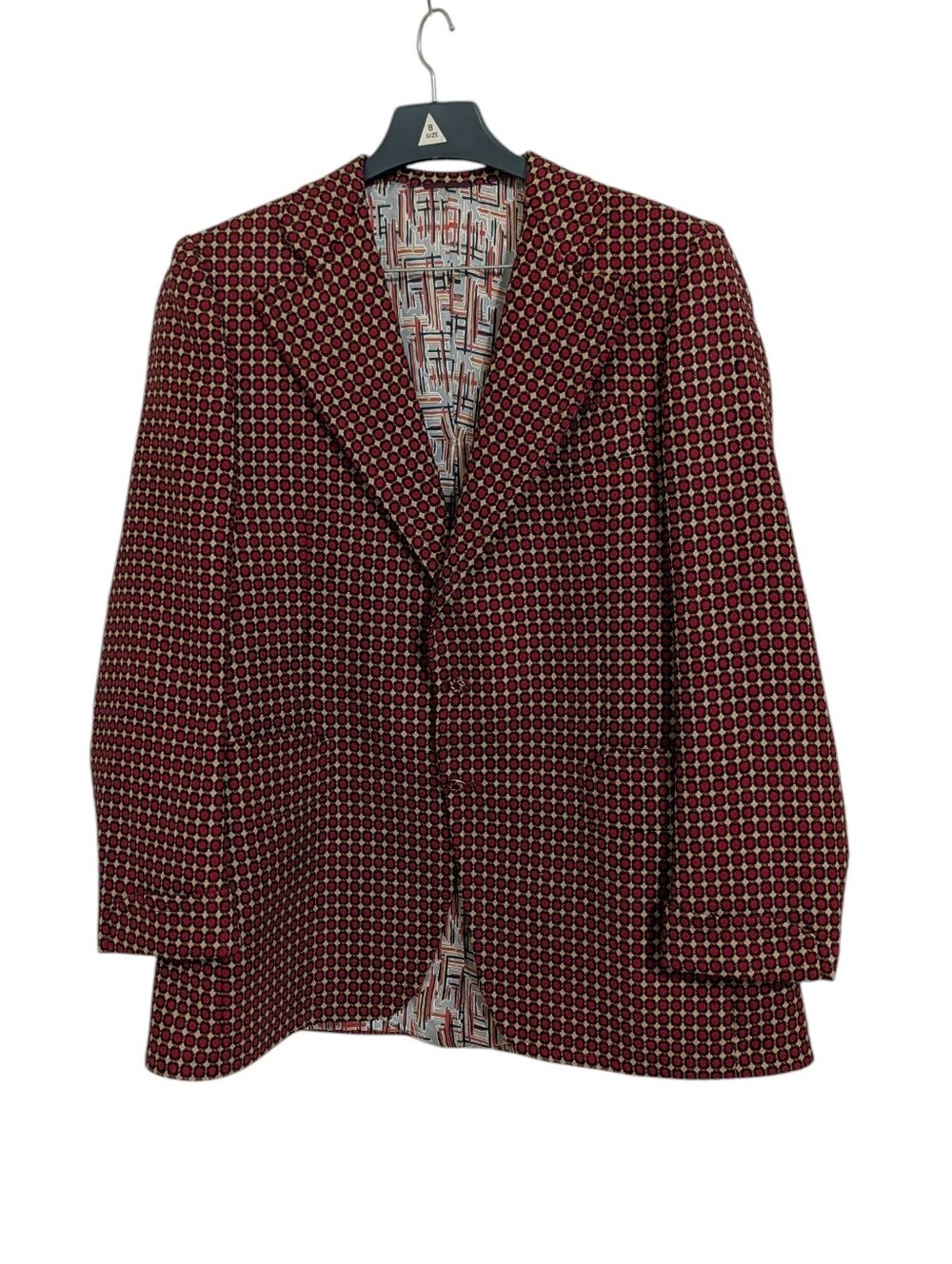 Vintage LeBaron Sports Coat Red Black Men's 44 Geometric Blazer